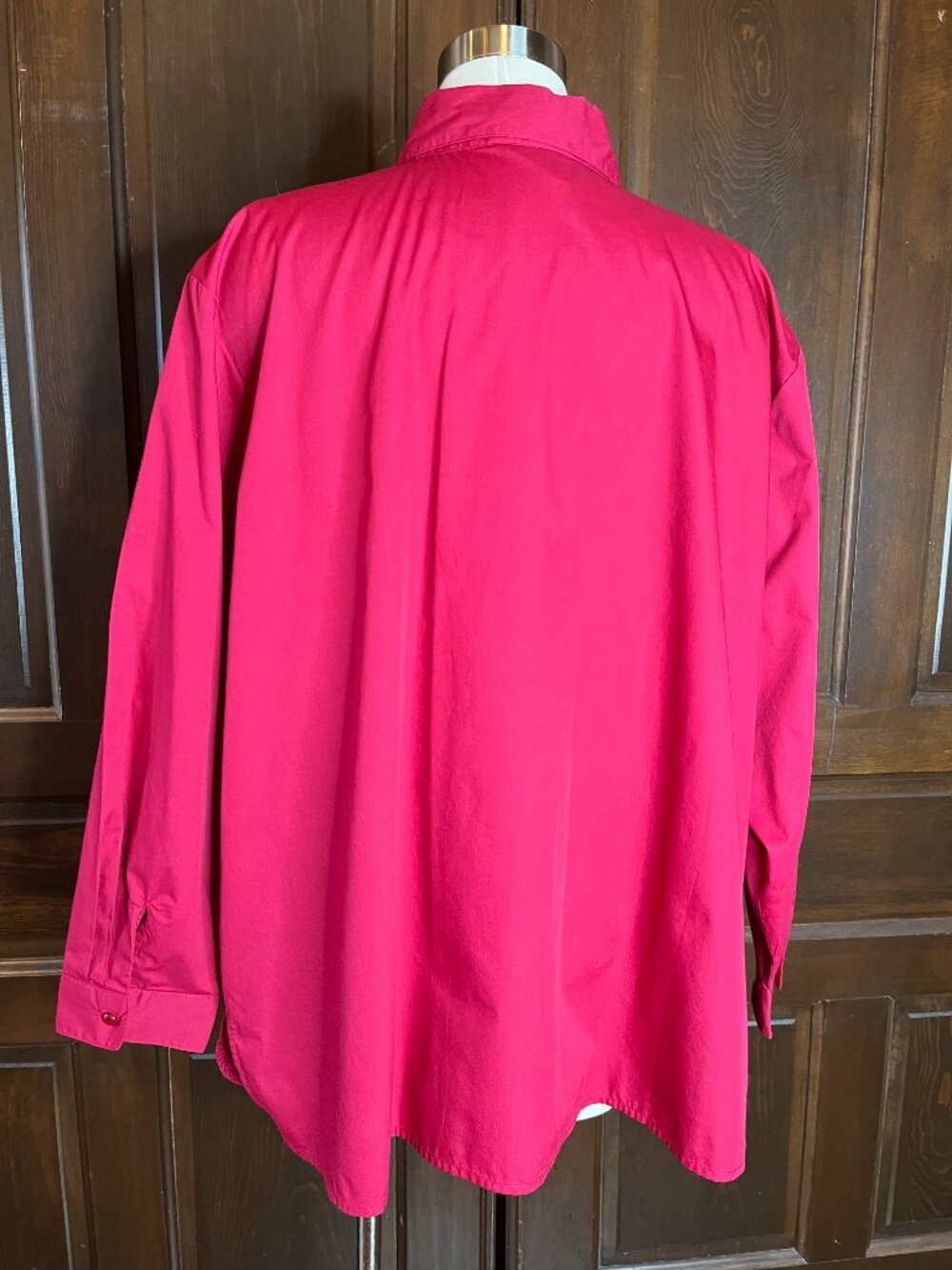 Bob Mackie Wearable Art Sequin Embellished Button Up Shirt Vibrant Red Holiday2X - Picture 7 of 11